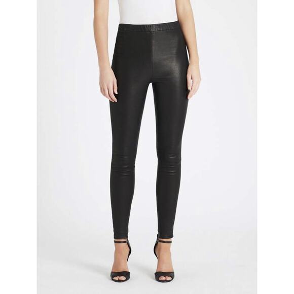 J Brand Black Lambskin Leather High Rise Legging Pull On Skinny Pants Medium